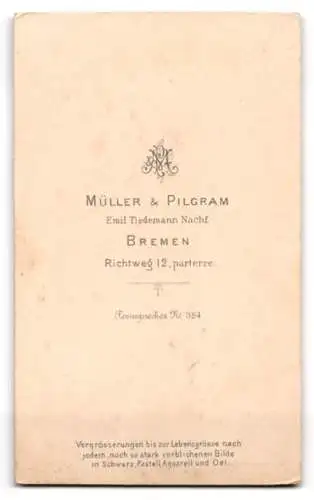 Fotografie Müller & Pilgram, Bremen, Richtweg 12, Porträt einer Dame