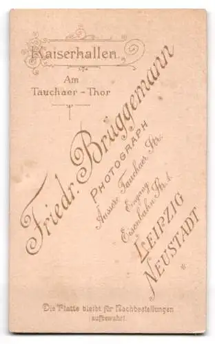 Fotografie Friedr. Brüggemann, Leipzig, Äussere Tauchaer Str., Porträt einer Frau