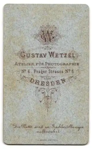 Fotografie Gustav Wetzel, Dresden, Prager Strasse 6, Porträt eines jungen Mannes