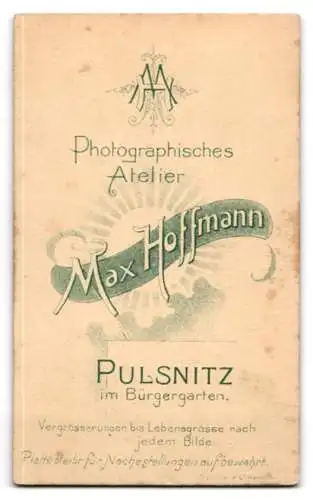 Fotografie Max Hoffmann, Pulsnitz, Bürgergarten, Porträt eines Mannes