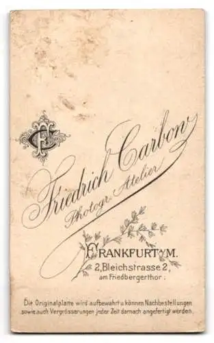 Fotografie Friedrich Carbon, Frankfurt a.M., Bleichstr. 2, Porträt einer Frau mit elegantem Kleid