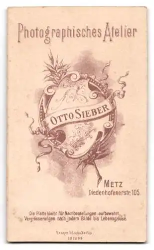 Fotografie Otto Sieber, Metz, Diedenhofenerstrasse 105, Porträt Soldat in Uniform