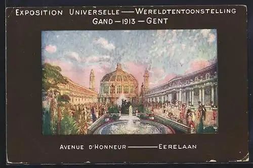 AK Gand, Exposition Universelle 1913, Avenue d`Honneur