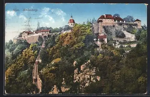 AK Graz, Schlossberg mit Bergbahn