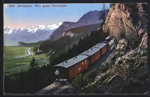 AK Brünigbahn mit Blick gegen Brienzersee