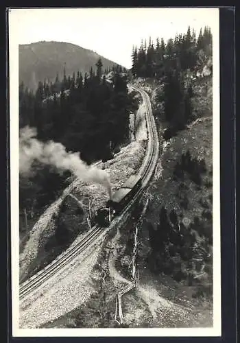 AK Schneebergbahn, Zahnradbahn auf den Hochschneeberg unter Volldampf