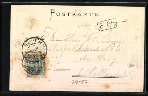 Passepartout-Lithographie Köln, Totalansicht, Wappen