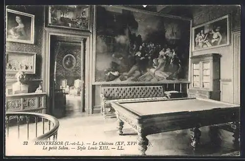 AK Montrésor /I.-et-L., le Château, Le petit Salon, Style Louis XIII., Billardzimmer