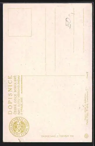 Künstler-AK Prag / Praze, VII. Slet Vsesokolsky 1920, Sokol