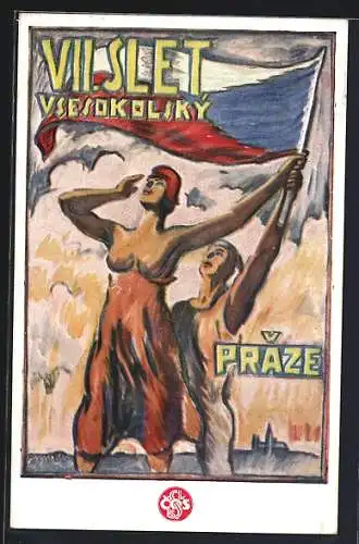 Künstler-AK Praha, VII. Slet Vsesokolsky Praze 1920