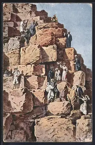 Künstler-AK Friedrich Perlberg: Ascension de la grande Pyramide