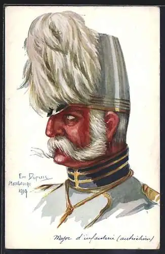 Künstler-AK Em. Dupuis: Leurs Caboches, Maubeuge 1914, Major d`infantrie austrichien, österr. Hauptmann