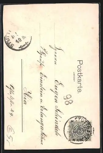 Künstler-AK Die letzten württemberg. Briefmarken 1902, Postgeschichte