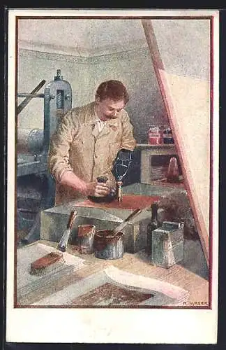 AK Nr.: 530, Rotes Kreuz, Richard Moser, Kupferdrucker aus den Invalidenschulen