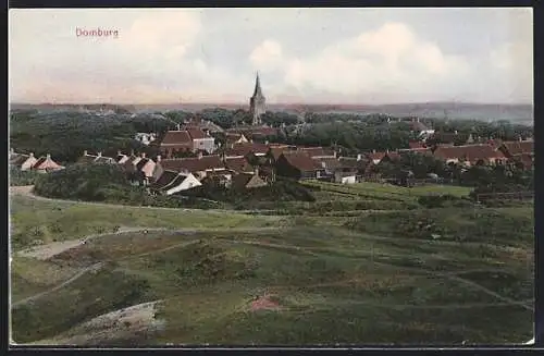 AK Domburg, Ortspartie mit Kirche