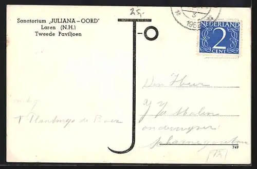 AK Laren /N.H., Sanatorium Juliana-Oord, Tweede Paviljoen