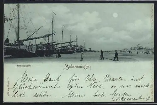 Mondschein-AK Scheveningen, Strandgezicht