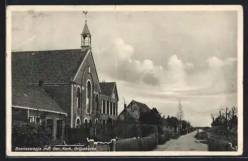 AK Grijpskerke, Booneswegje met Ger. Kerk