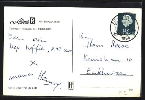 AK Zevenaar, Restaurant Albert`s Wimpy en Snackbar, E 3l6