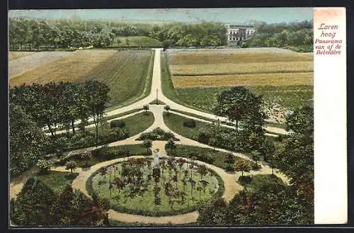 AK Laren /N.H., Laren hoog, Panorama van af de Belvedere