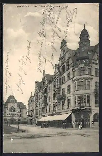 AK Düsseldorf, Karl Theodorstrasse mit Restaurant zum Schauspielhaus