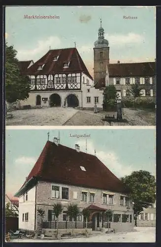 AK Markteinersheim, Luitgardhof, Rathaus und Kirchturm