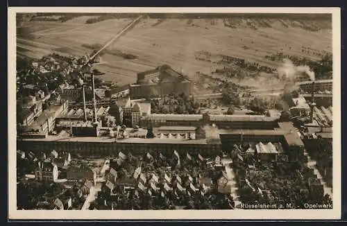 AK Rüsselsheim a. M., Das Opelwerk vom Flugzeug aus