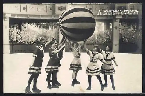 AK Berlin, Push-Ball-Spiel der Damen-Mannschaft, Admiralspalast, Eis-Arena am Bahnhof Friedrichstrasse