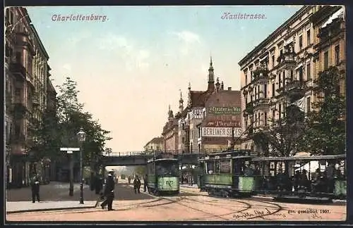 AK Berlin-Charlottenburg, Strassenbahnen in der Kantstrasse