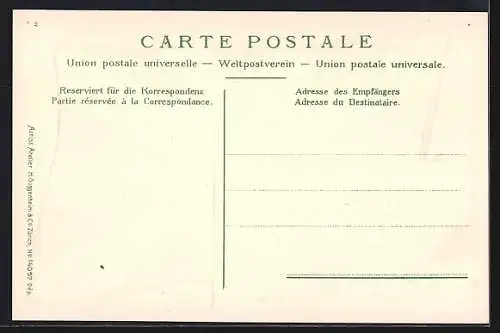 Passepartout-AK Basel, Ortspartie und Flagge