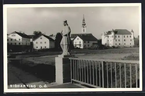 AK Sigharting, Blick auf den Kirchturm