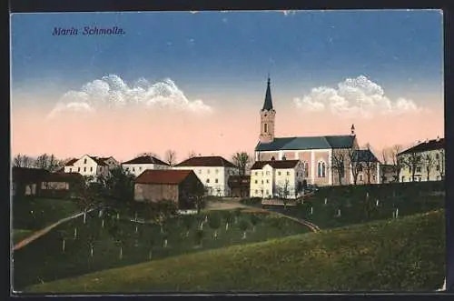 AK Maria Schmolln, Teilansicht mit Kirche