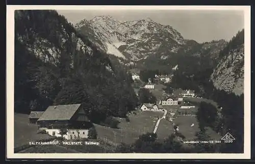 AK Hallstatt /Salzkammergut, Ortspartie mit Talblick