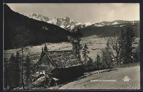 AK Gosau, Panorama mit Ort und Donnerkögeln