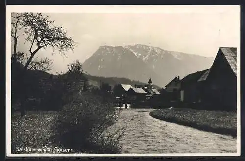 AK Goisern /Salzkammergut, Blick vom Fluss auf den Ort