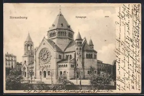 AK Strassburg, Blick auf die Synagoge