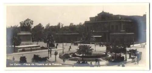 Mini-AK Le Caire, Place de l`Opera et le Théâtre