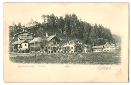 Relief-AK Kitzbühel, Bahnhofstrasse mit Gasthof Brunner und Mair