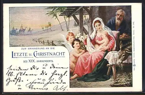 Künstler-AK Maria mit Jesuskind und Weihnachtsengeln