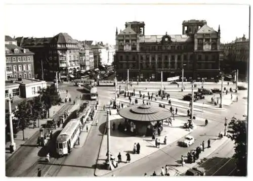 Fotografie Deutsche Fotothek, Ansicht Dresden, Postplatz mit Strassenbahn und Telegrafenamt