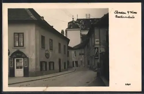 AK Baden bei Wien, Beethovenhaus mit Strasse