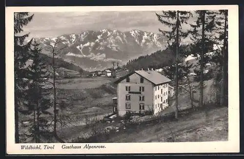 AK Wildbichl /Tirol, Gasthaus Alpenrose mit Umgebung aus der Vogelschau