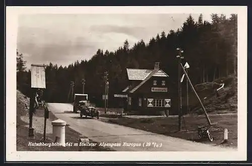 AK Katschberghöhe, Steilster Alpenpass Europas, Berghütte