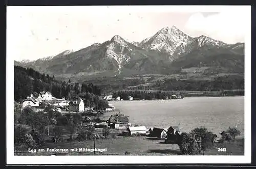 AK Egg /Faakersee, Ortsansicht mit Mittagskogel-Panorama