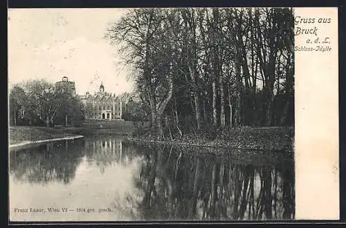 AK Bruck a. d. Leitha, Schloss, gesehen vom Wasser