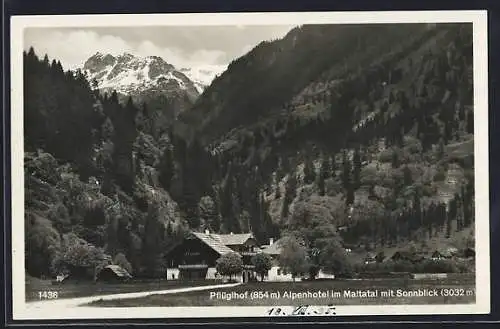 AK Malta, Pflüglhof im Maltatal, Alpenhotel, Ansicht mit Sonnblick