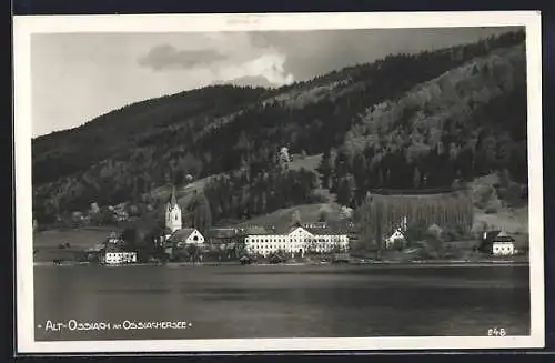 AK Alt-Ossiach am Ossiachersee, Uferpartie mit Kirche