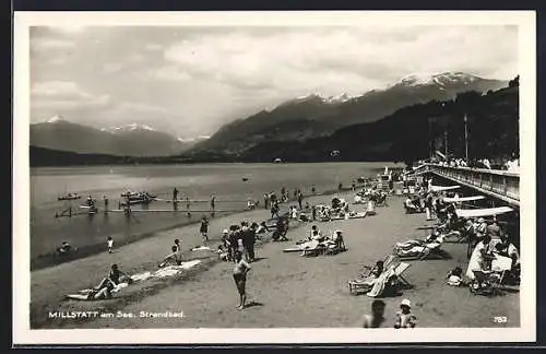 AK Millstatt, Strandbad mit Badegästen