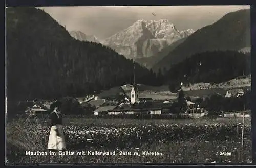 AK Mauthen im Gailtal, Ortsansicht mit Kellerwand