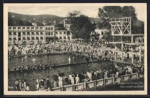 AK Baden bei Wien, Thermalstrandbad aus der Vogelschau